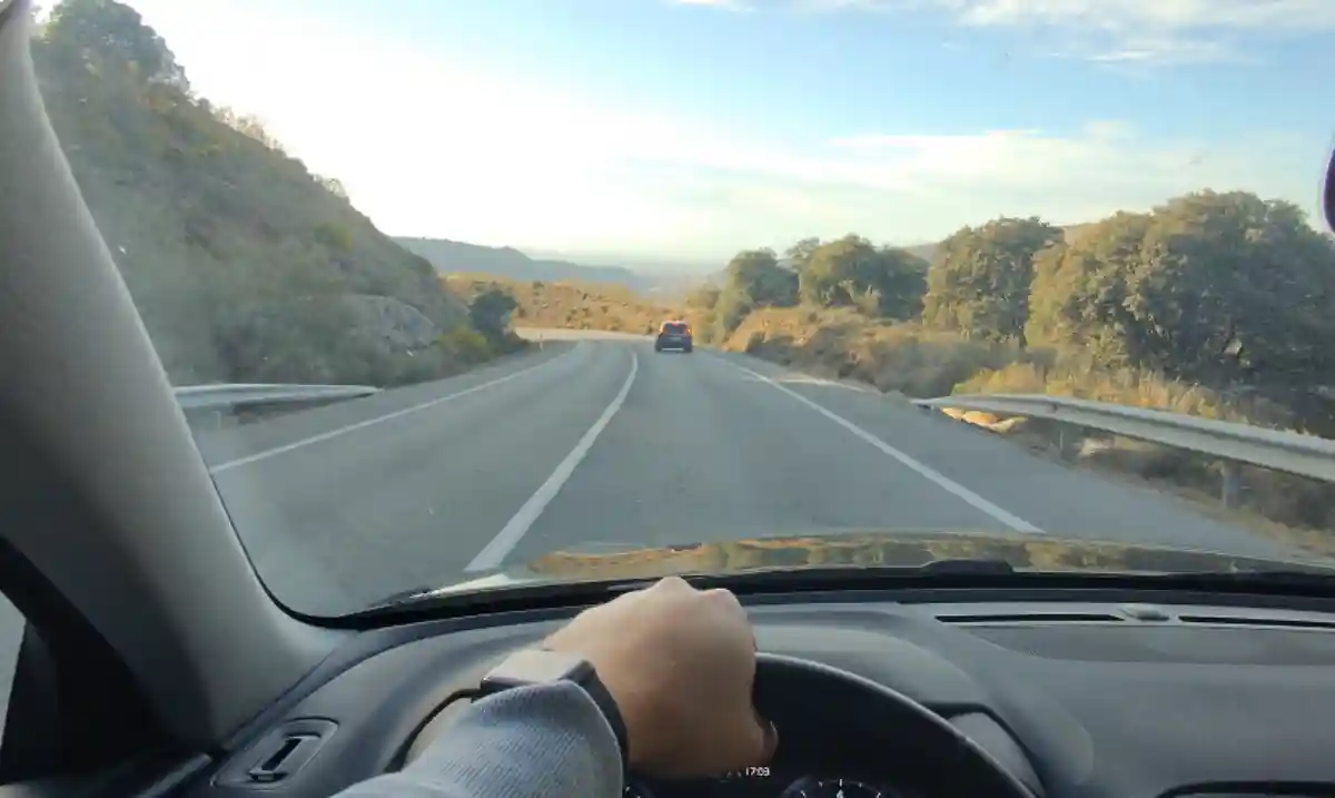 Scenic driving view from Marbella on a Spanish highway