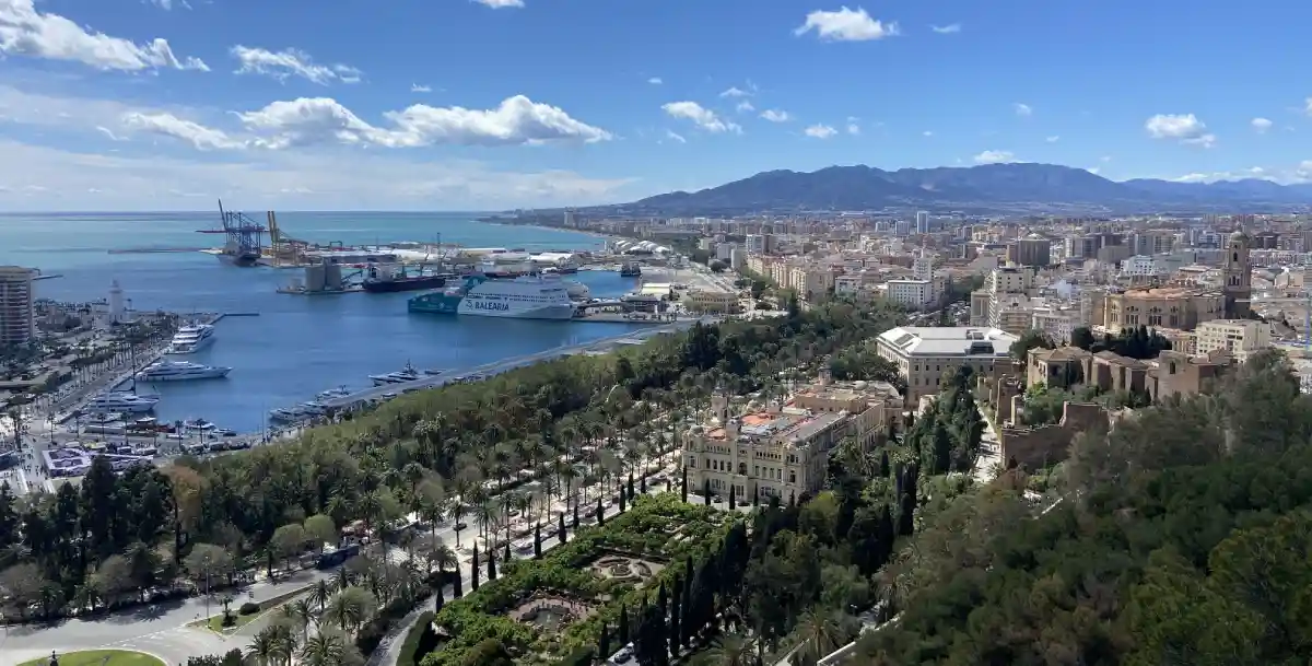 Málaga port and city view