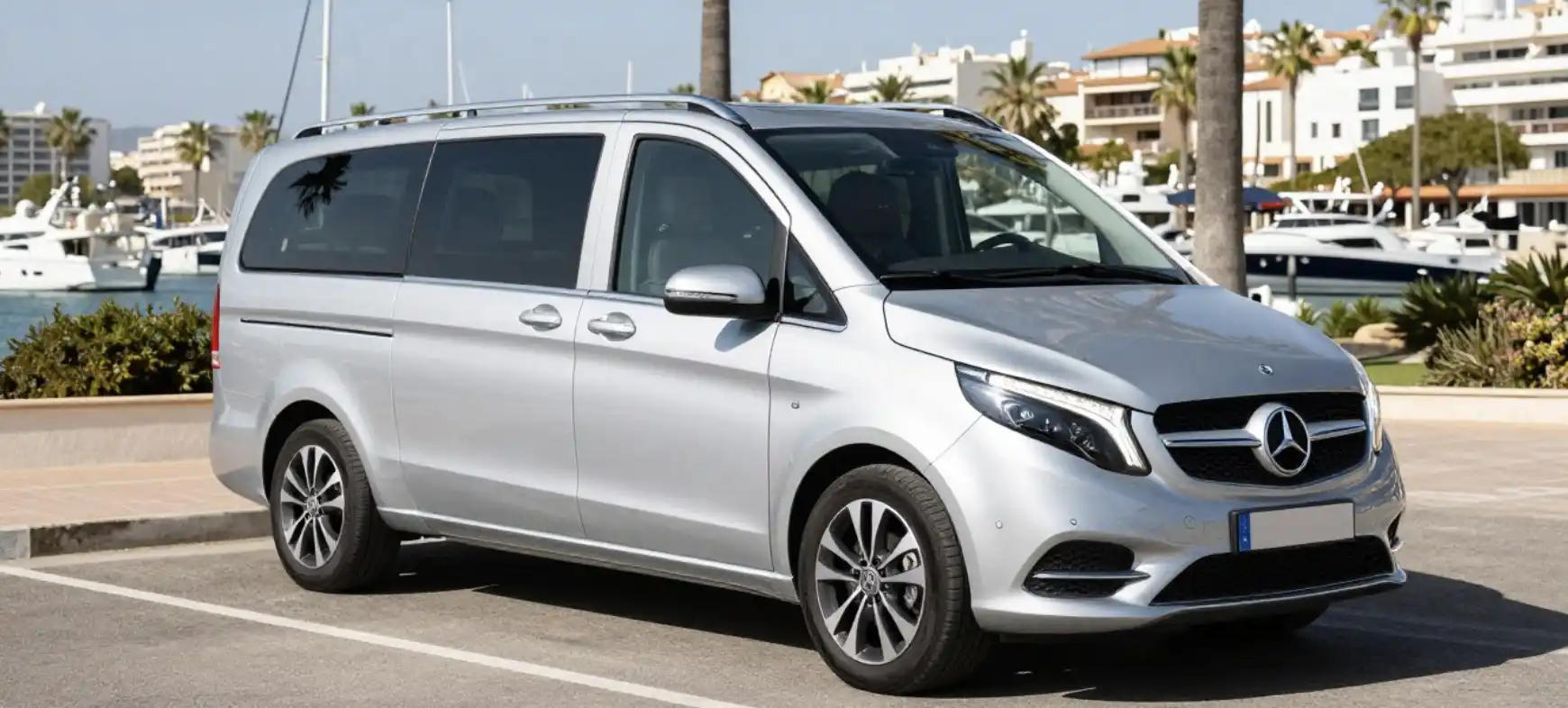 Mercedes V Class 7 seater car hire in Puerto Banus Marbella