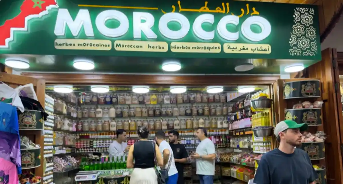 Moroccan spice and herb shop in Tangier medina