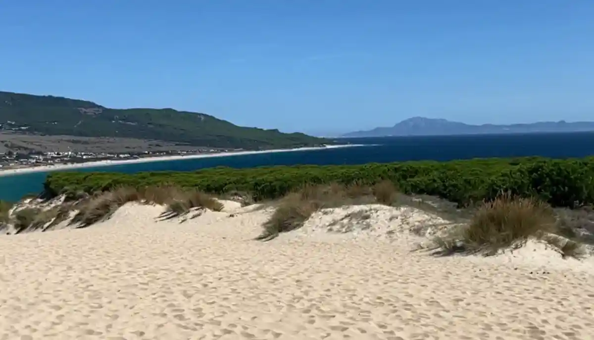 Tarifa beach with sand dunes and ocean views